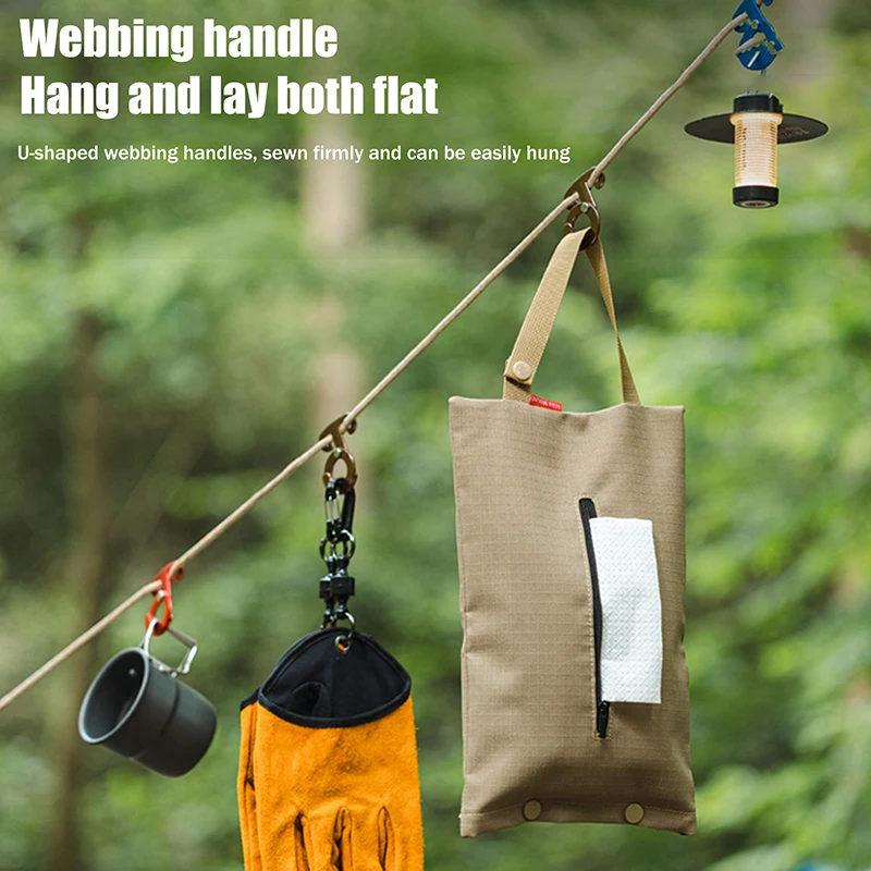 Outdoor Camping Tissue Storage Bag Portable Tissue Storage Box For Picnic With Handle Household Hanging Tissue Bags With Zipper