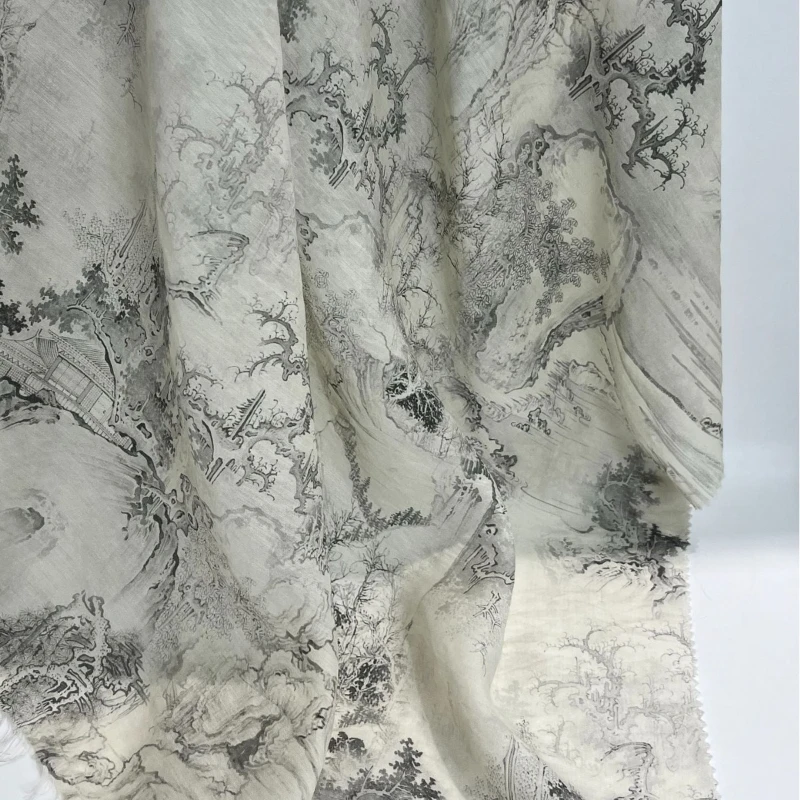 

Легкий лиоцел с принтом абрикосового кофе, новый китайский стиль, весна-лето, дышащая влагоотводящая ткань из растительного волокна