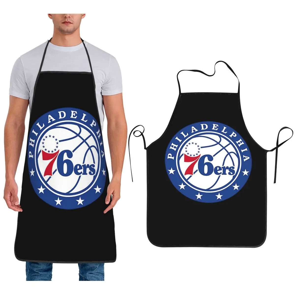 

76ers-City фартук шеф-повара для приготовления пищи, выпечки, столб, водонепроницаемый нагрудник, кухонный сарафан для чистки для женщин и мужчин, рисование