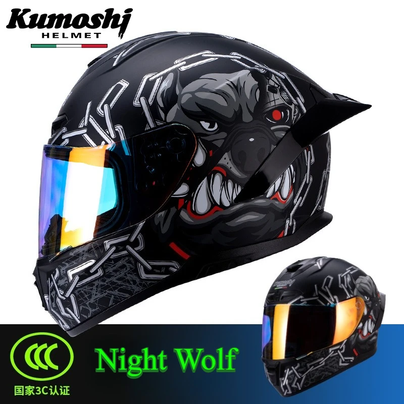 DOT Certified Men's Full Helmet w/ Sunshade - Retro Style 4 Seasons Winter Warm Racing Kart Compatible casco moto