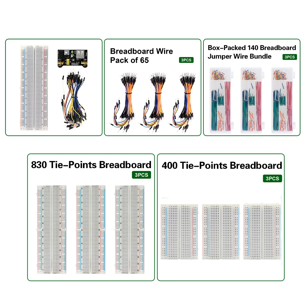General 400/830 Points Breadboard ,Jumper Wire,Power Module Kit For Arduino.Microbit,Raspberry Pi DIY Electronic Experiments