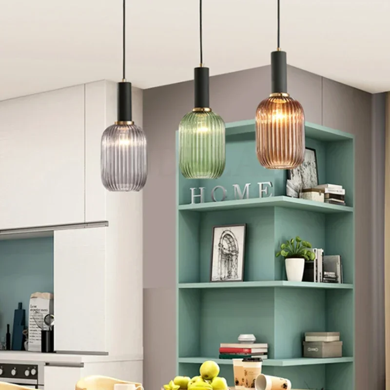 

Modern Nordic Glass Pendant Lights Fixtures For Dining Room Bar Restaurant Deco Hanging Lamp Bedside Suspension Lighting