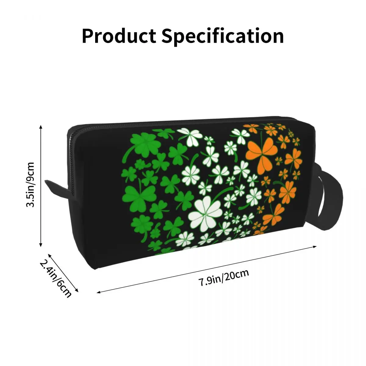 Heart Shaped Irish Flag Shamrock Travel Cosmetic Bag Women Ireland Fan Toiletry Makeup Organizer Ladies Beauty Storage Dopp Kit