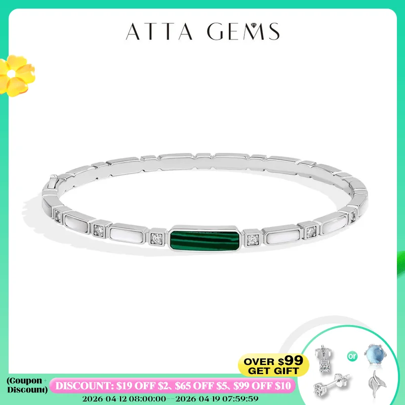 

ATTAGEMS Luxury Synthetic Malachite Moissanite Bracelet 2025New Bangle for Women Men 925 Sterling Silver Engagement Jewelry Gift