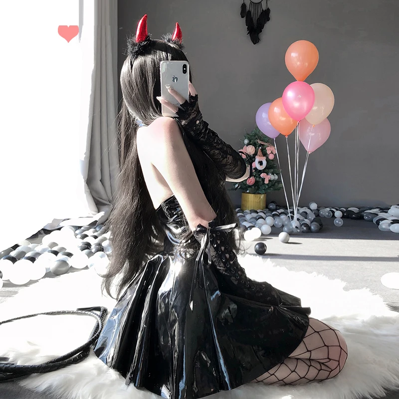 Night Club Sexy bunny girl little devil PU Leather Queen Uniform Seduction Dress Halloween Cosplay Costume costumes for women