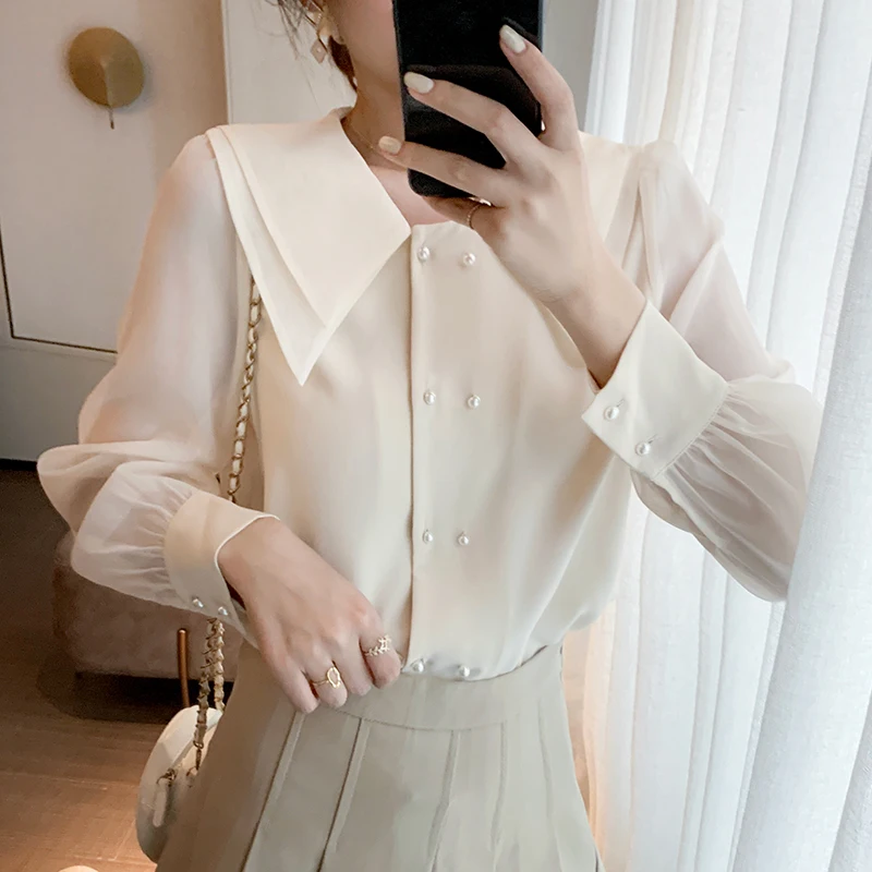 Long Sleeve Women Shirts Blusas Mujer De Moda 2024Blouse Women Blouses Femme Chiffon Blouse Shirt Women Tops Blusas Mujer E593