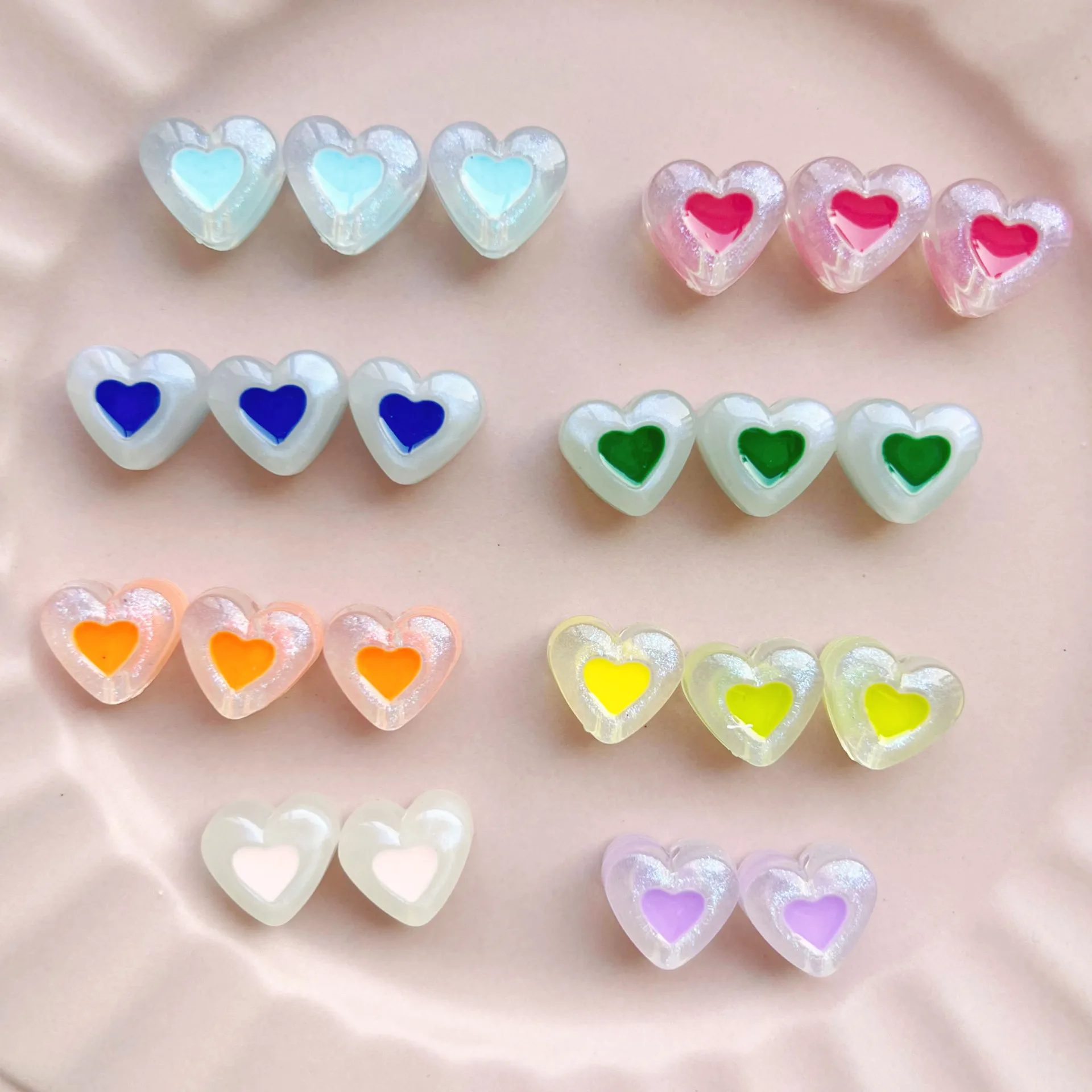 

20Pcs Mobile Phone Chain Decorative Accessories Pearlescent Dripping Oil Love Loose Beads Car Hanging Handmade DIY Resin Acrylic