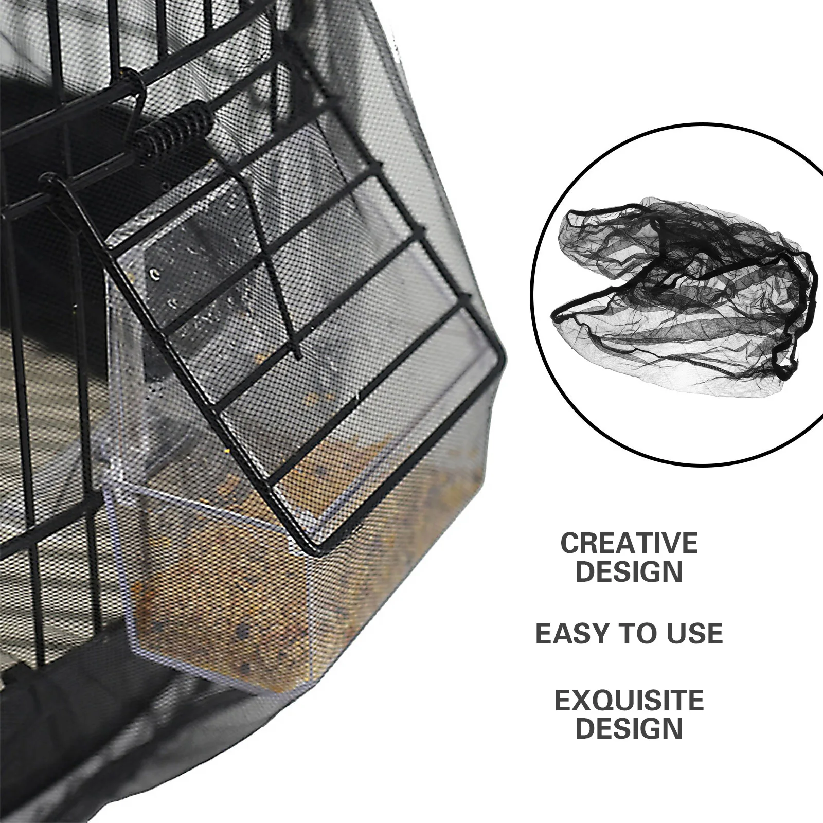 

Pet Products Mesh Bird Cage Skirt Net Catcher With Elastic Bottom Heavy Duty Airy Fabric Light Passing Easy Cleaning Cage