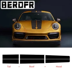 Racing Sport Stripes For-Porsche 911 997 Cayenne Car Hood Roof Tail Sticker Auto Body Whole Vinyl Decals Accessories