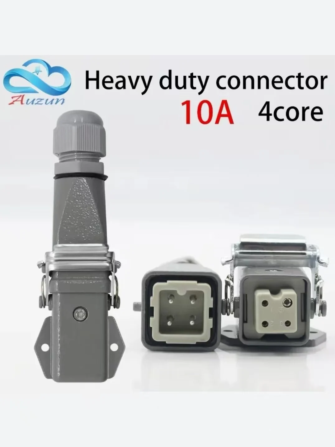 Connecteur robuste 4 (3 + 1) 10A 250V HA-004-3, prise d'aviation, prise d'air à canal chaud horizontal