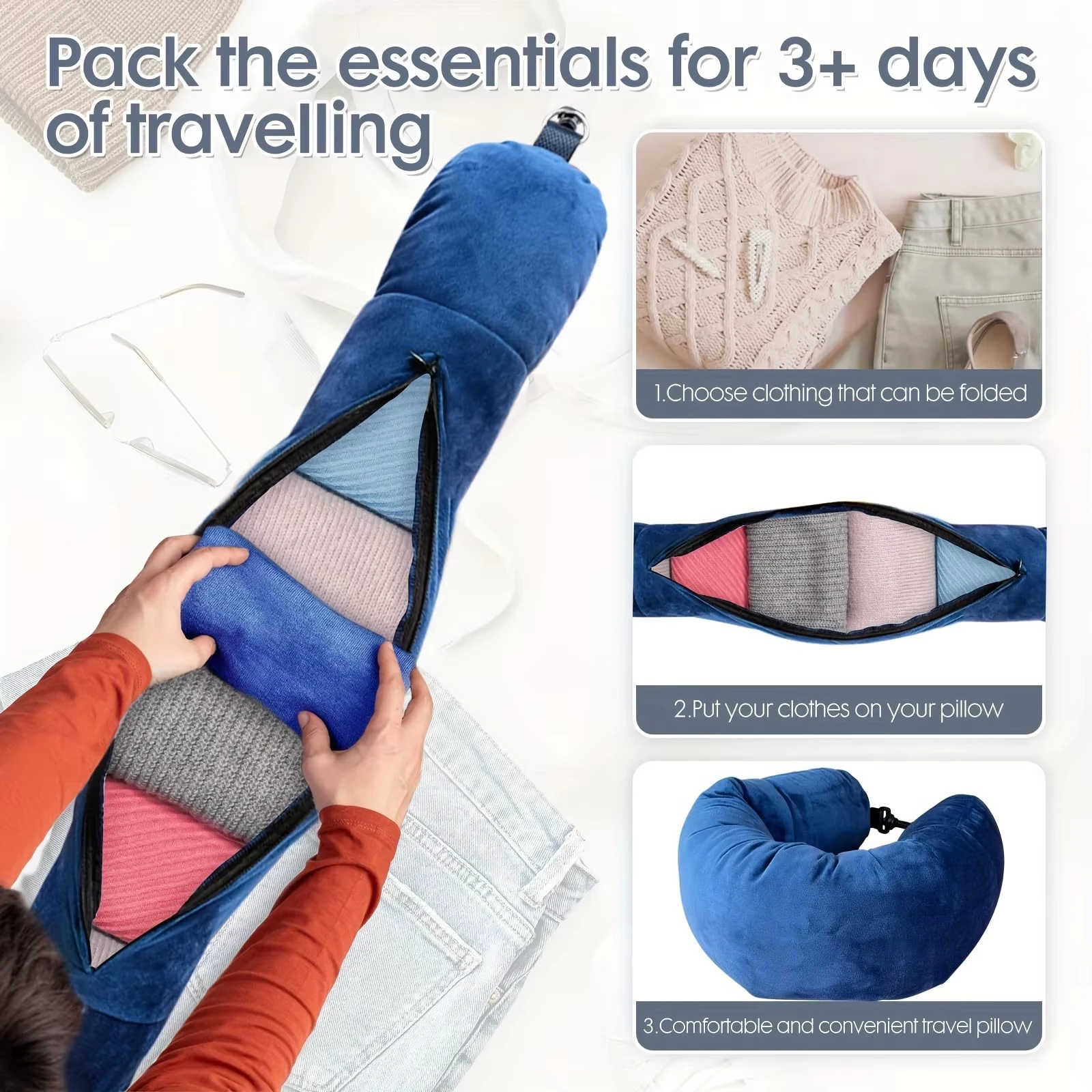 Fillable Travel Neck Pillow Stuff With Clothes Pillowcase Storage Bag Waterproof Carry Portable Travel Bag Pillow