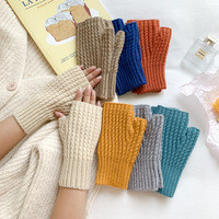 Women Winter Fingerless Gloves Warm Soft Wool Knitted Twist Mittens Unisex Wrist Arm Hand Half Finger Short Gloves Guantes Girls