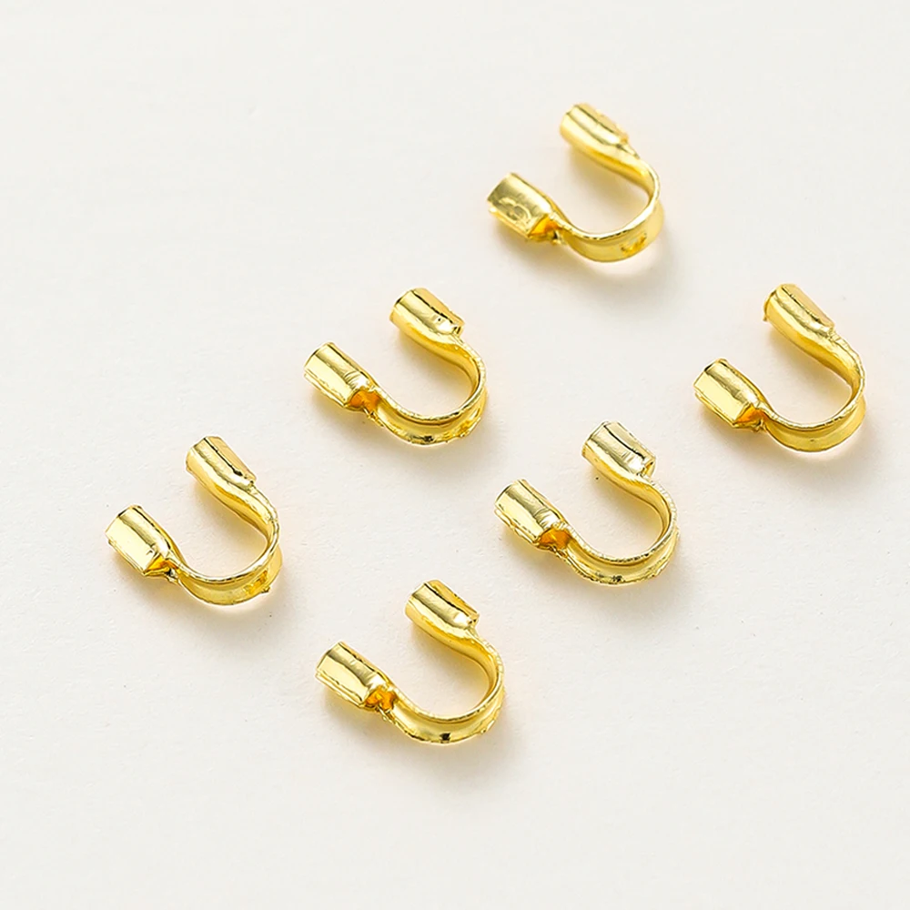 50-200Pcs 4.5mm 18K Gold Plated Brass High Quality Wire Protectors loops U Shape Clasps Connector For DIY Jewelry Making Finding