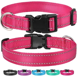 Pet Nylon Collars Adjustable Quick Release Reflective Safe for All Seasons Pet Basic Collars Suitable for Dogs