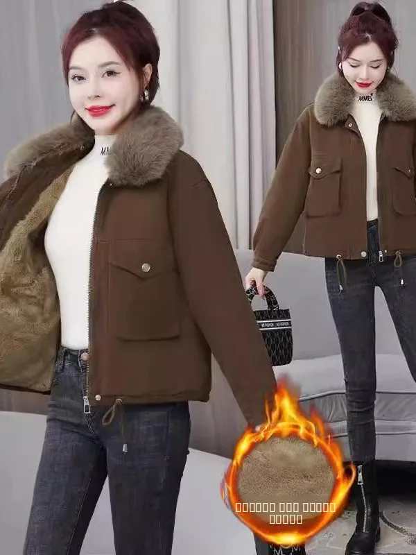 

Пальто-парка больших размеров Thiened Fce на подкладке, свободная хлопковая куртка, зимняя верхняя одежда, повседневный дизайн с высокой талией