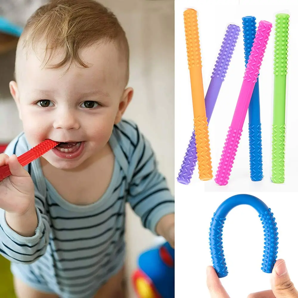 Soft Dental Care Toy Baby Teether Molar Stick Hollow Tube Cleaning Brush