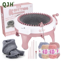 QJH Knitting Machine Kit, 48 Needles Smart Weaving Loom Round Spinning, Knitting Board Rotating Double Loom for Adults Or Kids