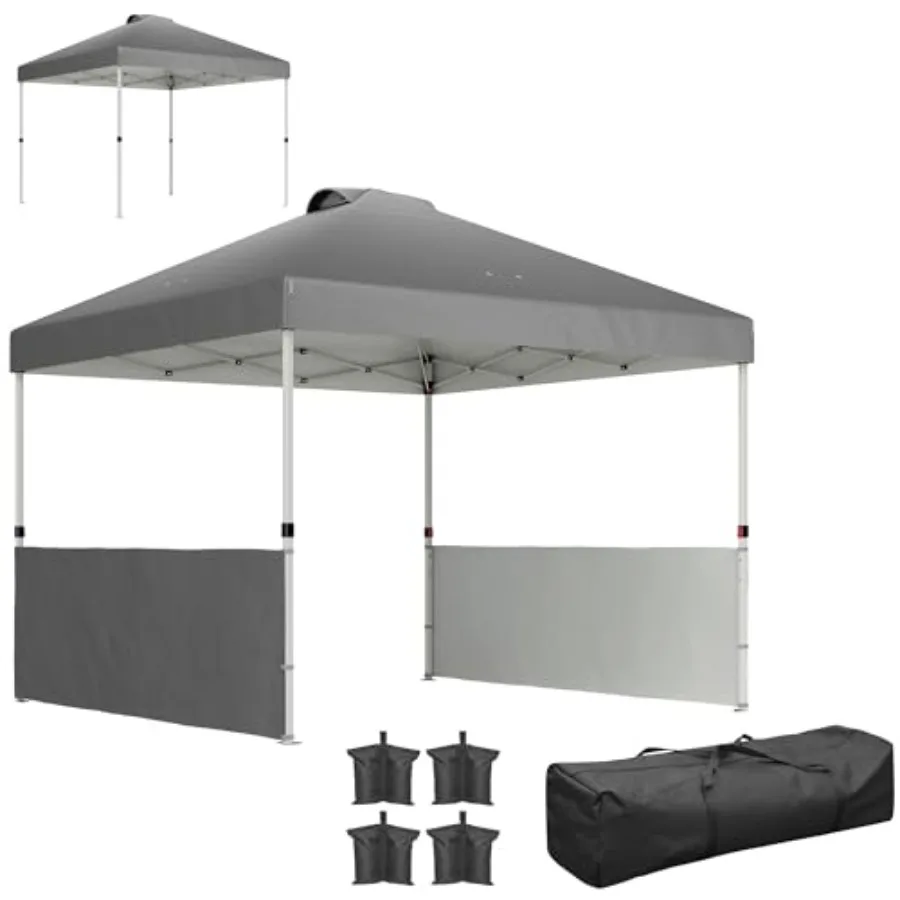 

Outdoor party canopy tent, polyester fabric, beige, UV50+ protection and height adjustable
