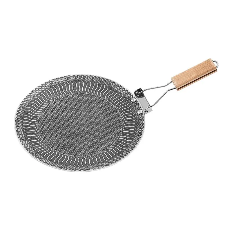 

ABHS-Round Stainless Steel Grill Pan 2Mm Thick Bottom Non-Stick Barbecue Plate With Foldable Handle BBQ Grill
