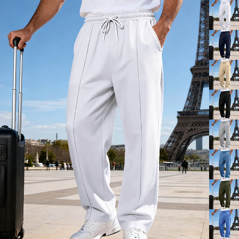 

Cross-border large size loose four-season men's knitted casual sports business jogging straight trousers