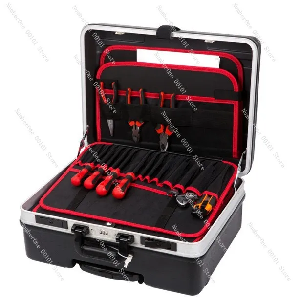 GLARY Strong Durable Power Tool Case Organizer Box Rugged Hard Aluminum Tool Storage Case Box Rolling Tool Case with Wheels