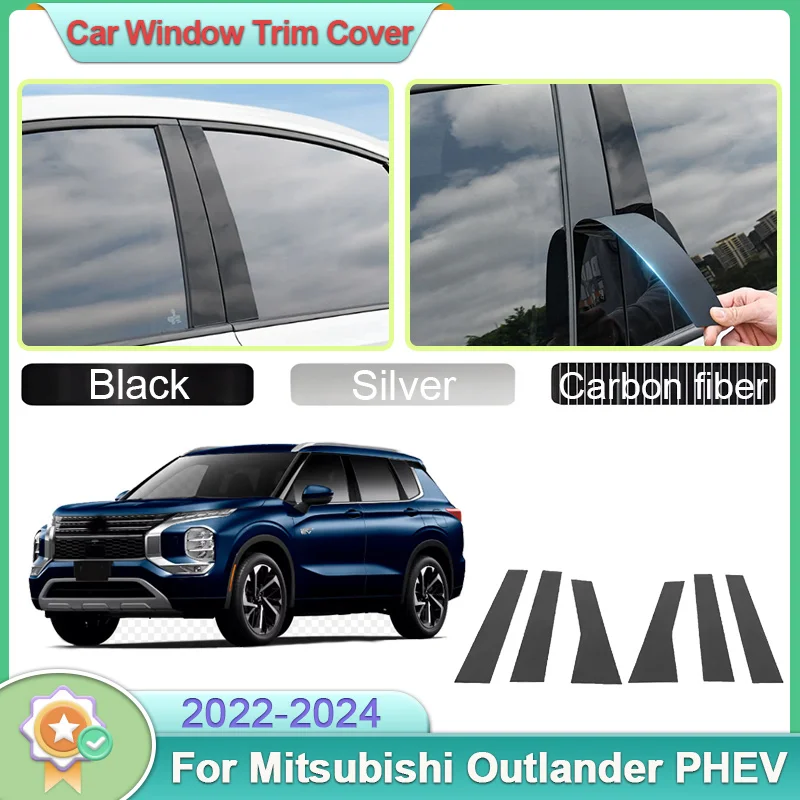 

Для Mitsubishi Outlander GM GN ZM PHEV 2022 2023 2024, накладка на окно автомобиля, черная наклейка на среднюю колонку из углеродного волокна, автомобильные аксессуары