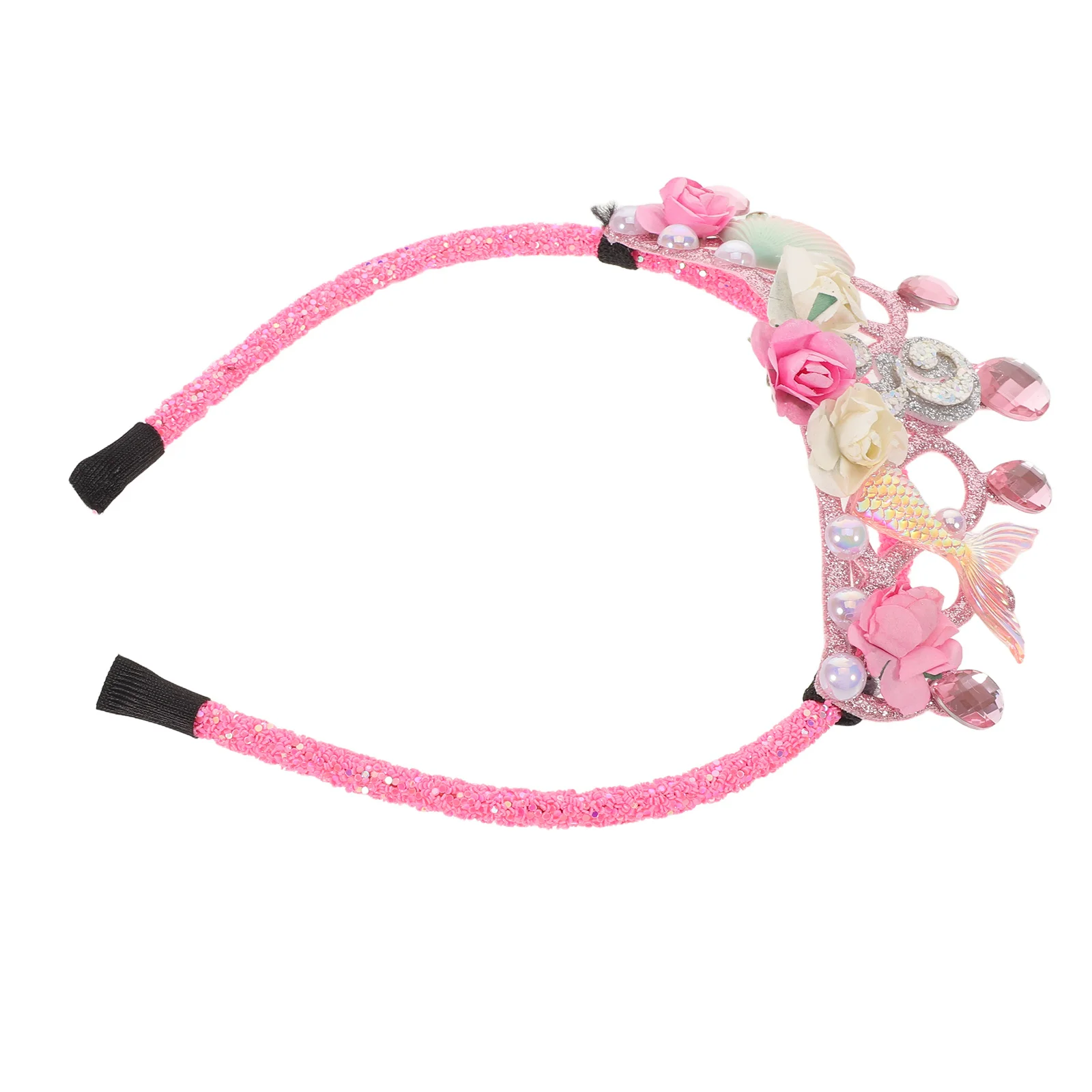 

Birthday Headband For : Mermaid Princess Crown Elastic Hairband Party Headdress Glitter Tiara Birthday