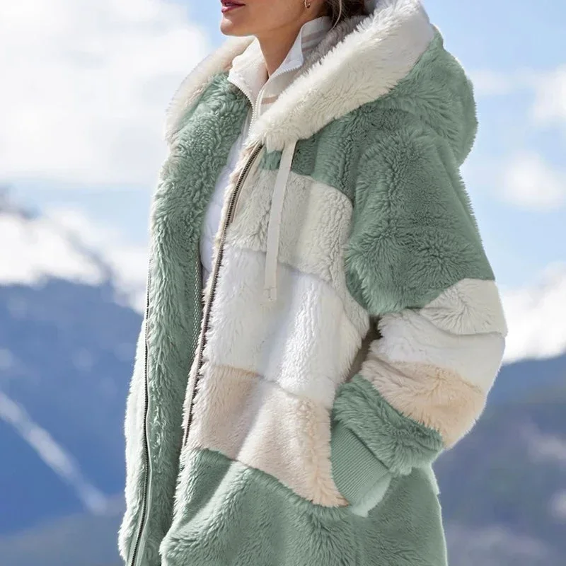 2024 New Autumn and Winter Clothing Casual Loose Hooded Women's Fashion Long-sleeved Loose Plush Multicolor Hooded Jacket Women