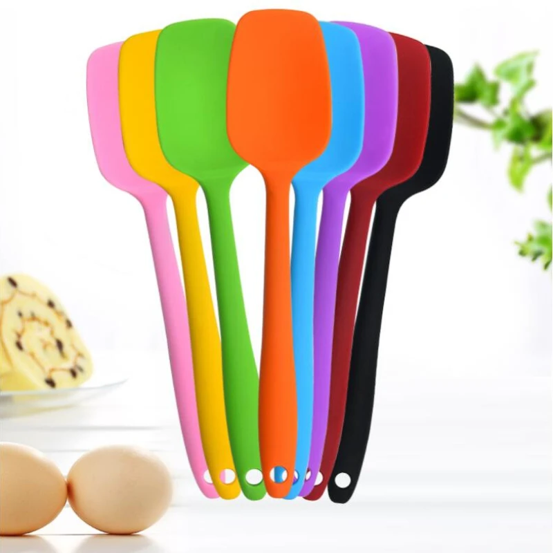 Hot Universal Heat Resistant Integrate Handle Silicone Spoon Scraper Spatula Ice Cream Cake Kitchen Tool Utensil