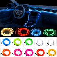 Car Interior Atmosphere Lighting LED Strip 5V DIY Flexible EL Cold Light Line Tube Wiring USB Switch Auto Decoration Ambient Red