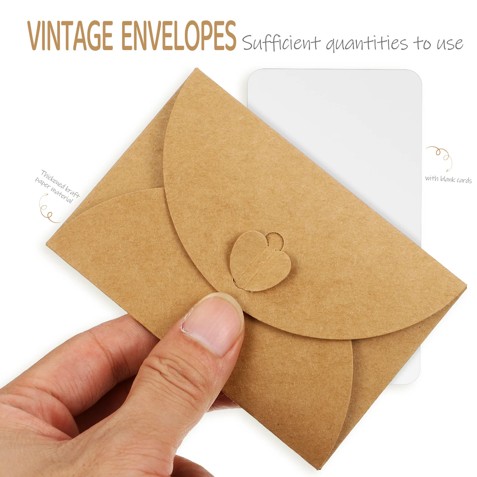 

Plain Cards and Envelopes 50 Sets Blank Paper Cards with Heart Closure Envelopes for DIY Invitation Thank You Gift Notes