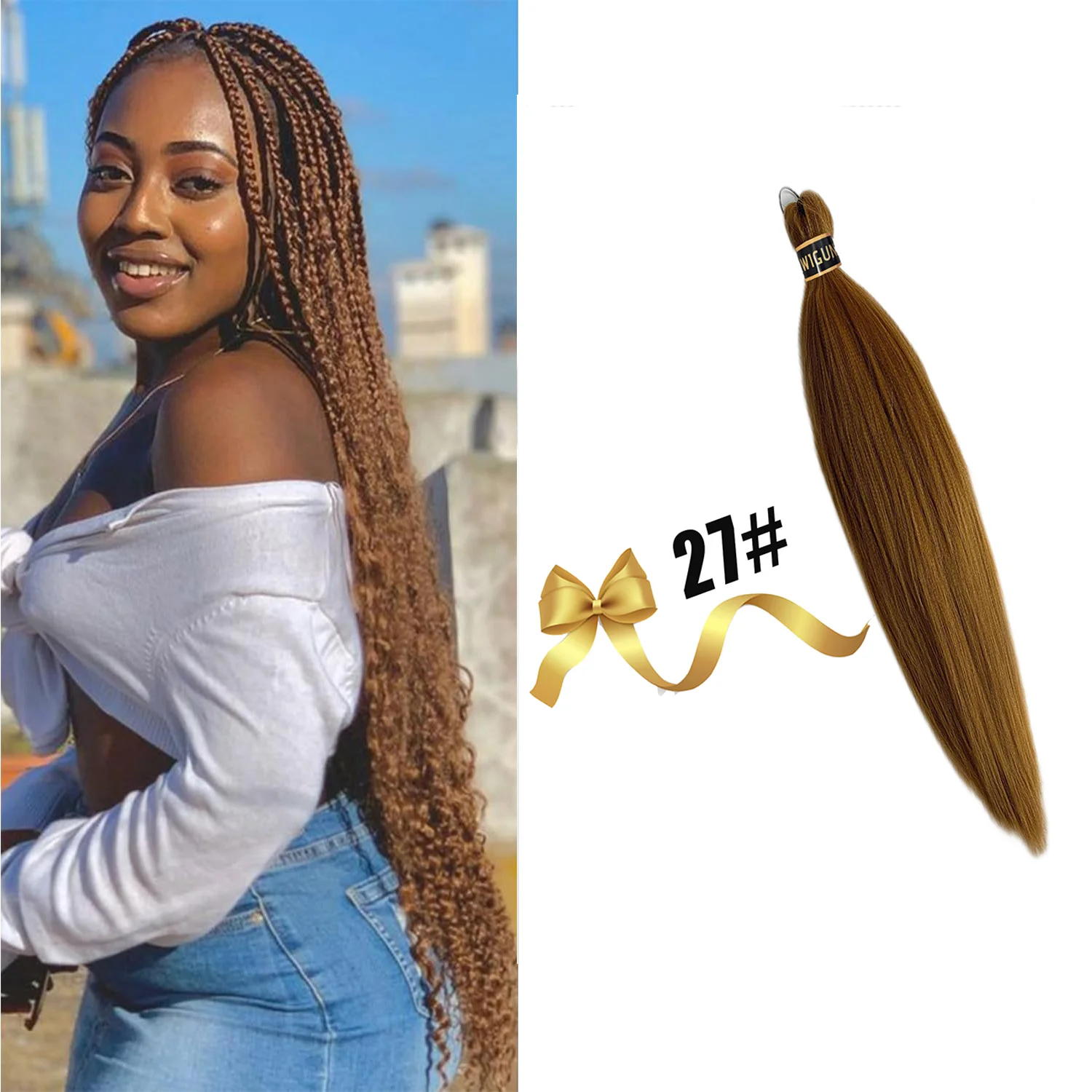 

Pre Stretched 26" Easy Braid Kanekalone Braiding Hair Extensions Braids 613 Blonde Synthetic Bundles Yaki Straight EZ Braid