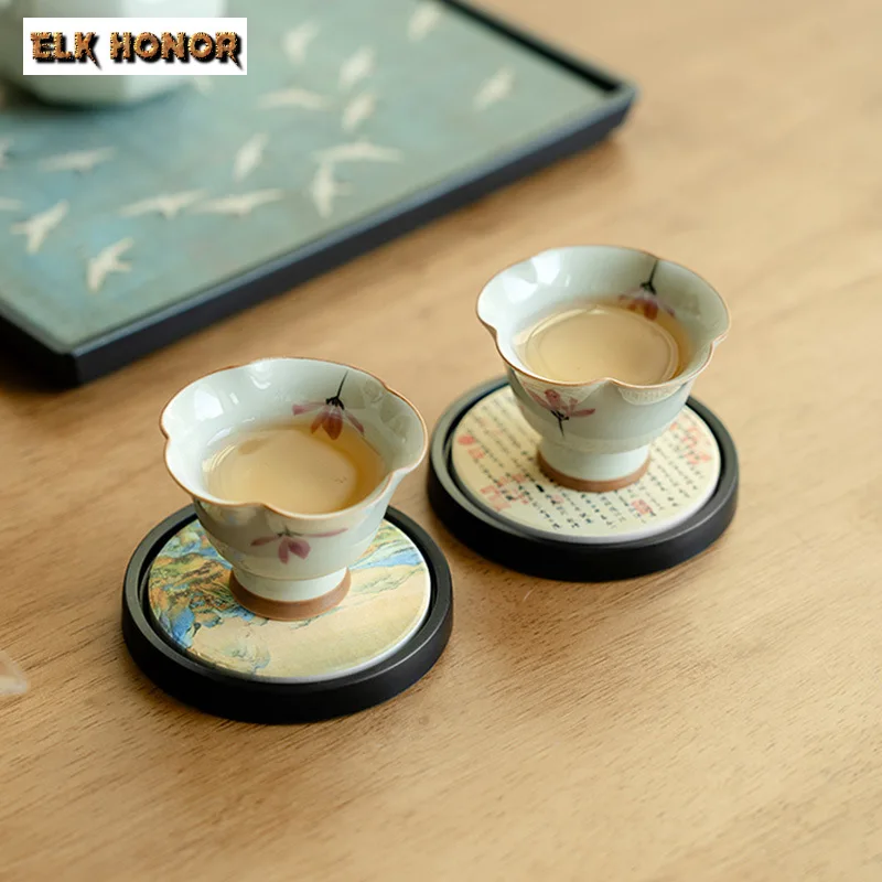 Chinese Landscape Water Absorption Coasters Creative for Coffee Cups Household Heat Insulation Placemats Cha Supplies Collection