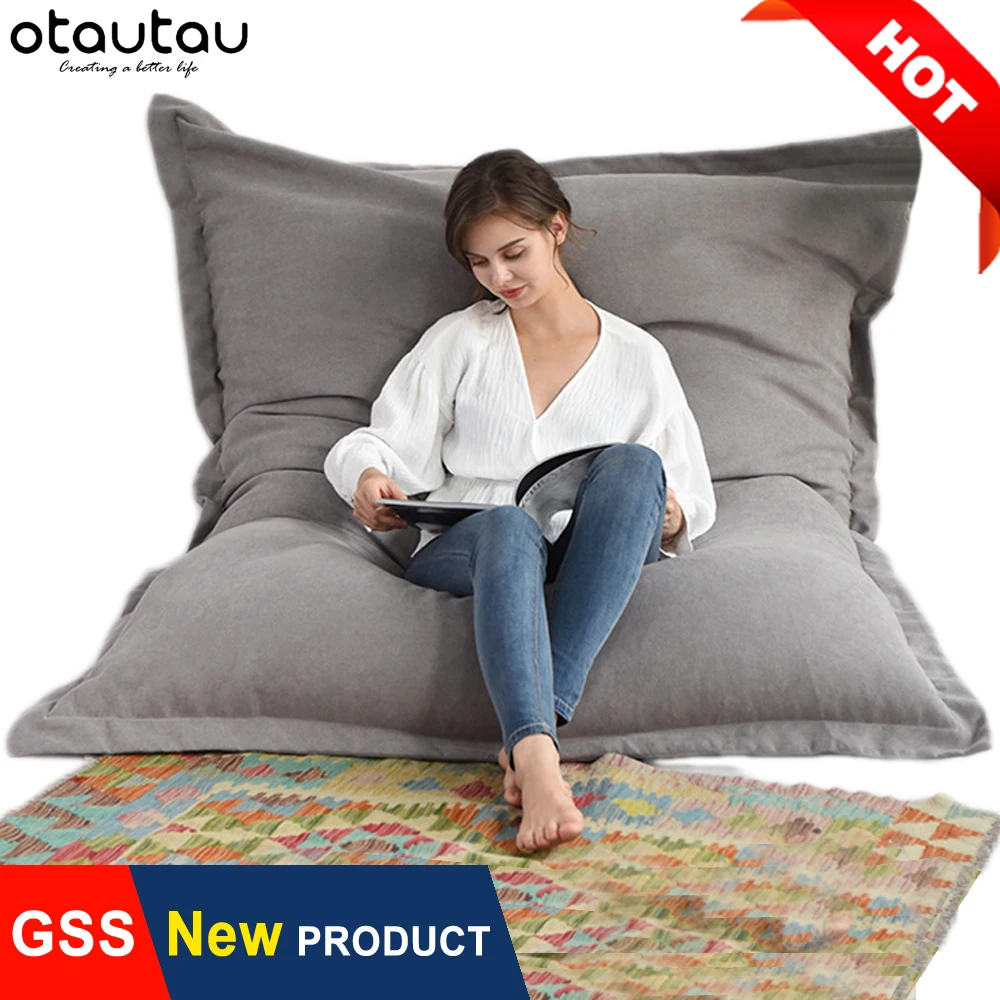 OTAUTAU 6ft Giant Rectangle Sofa Bed Cover Bean Bag Chair Pouf Ottoman Envelope Floor Corner Seat Beanbag Recliner DD006