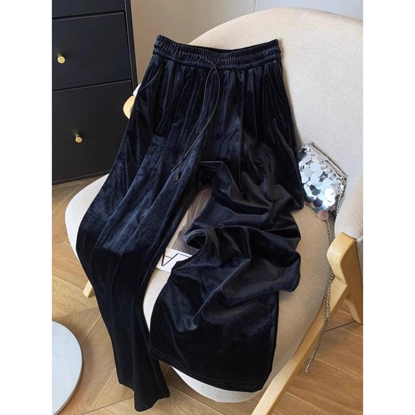 

Bla бархатные прямые повседневные брюки мужские с высокой талией широкие брюки осень зима большой размер 36 Pou Gold Swallowtail