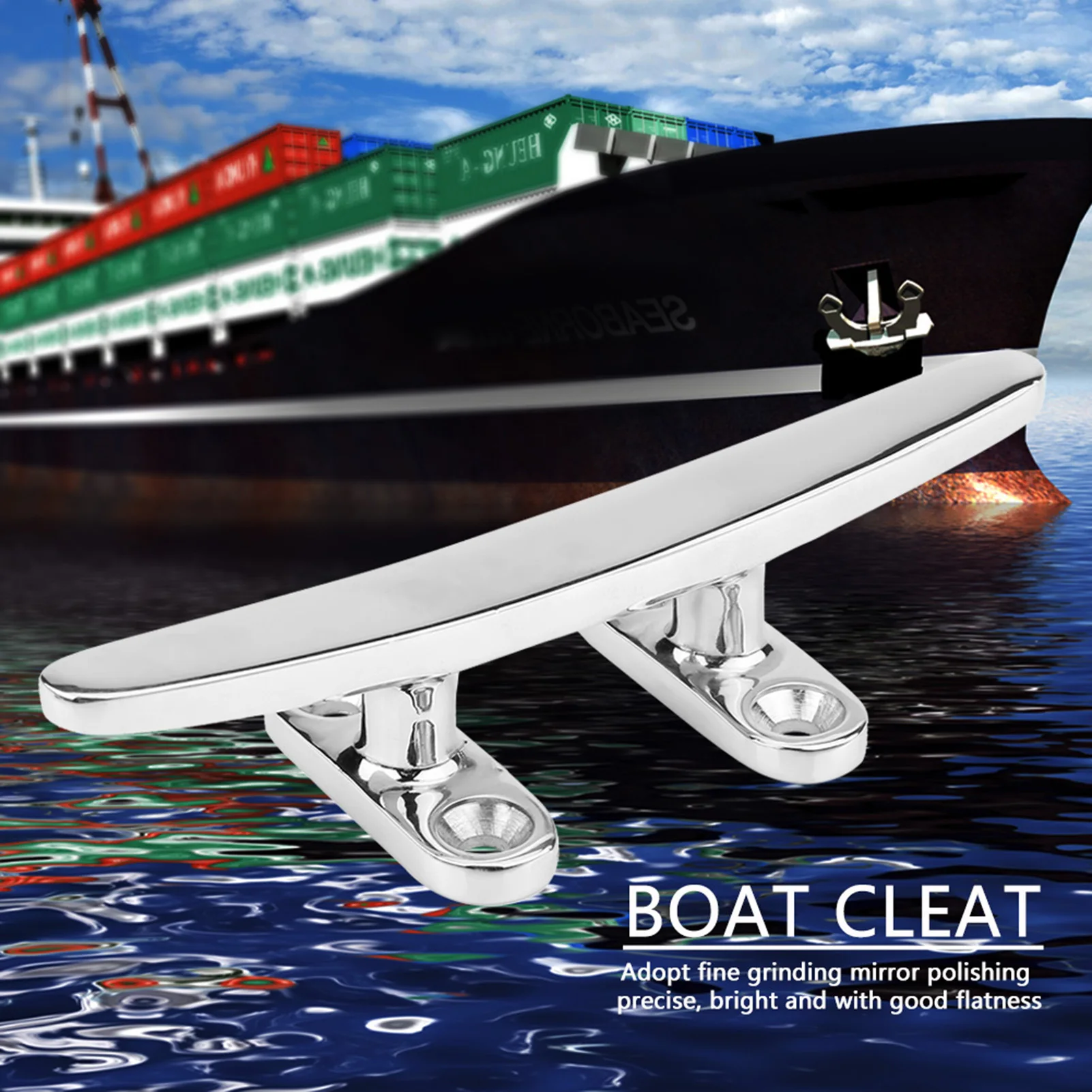 125MM Deck Cleat Stainless Steel for Marine Yacht Flat Top Low Silhouette Mooring Dock Cleat OEM Replacement