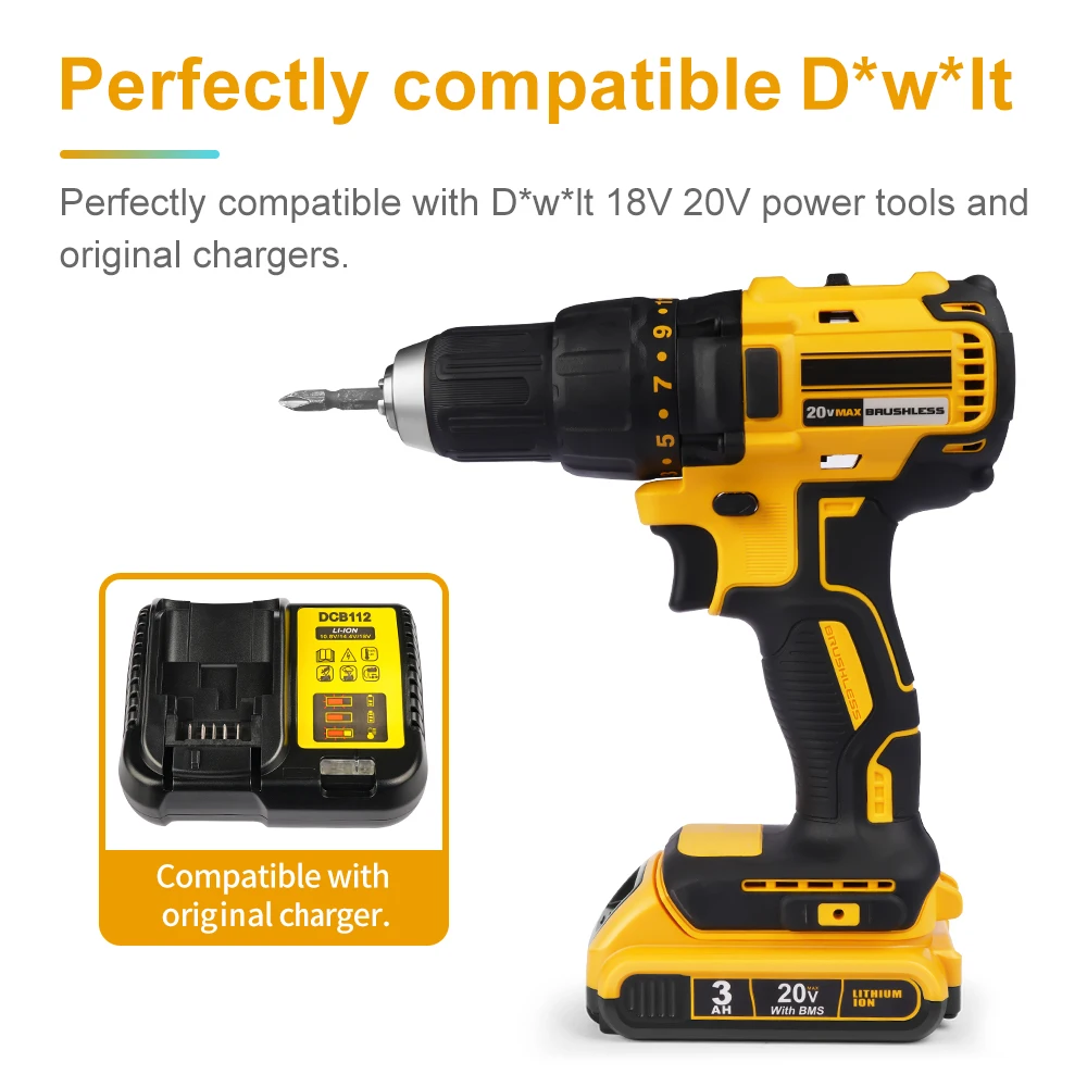 Camason 3ah batterie für dewalt 18v 20v elektro werkzeuge wiederauf lad bares elektro werkzeug zubehör lithium batterien ersetzen dcb200 184