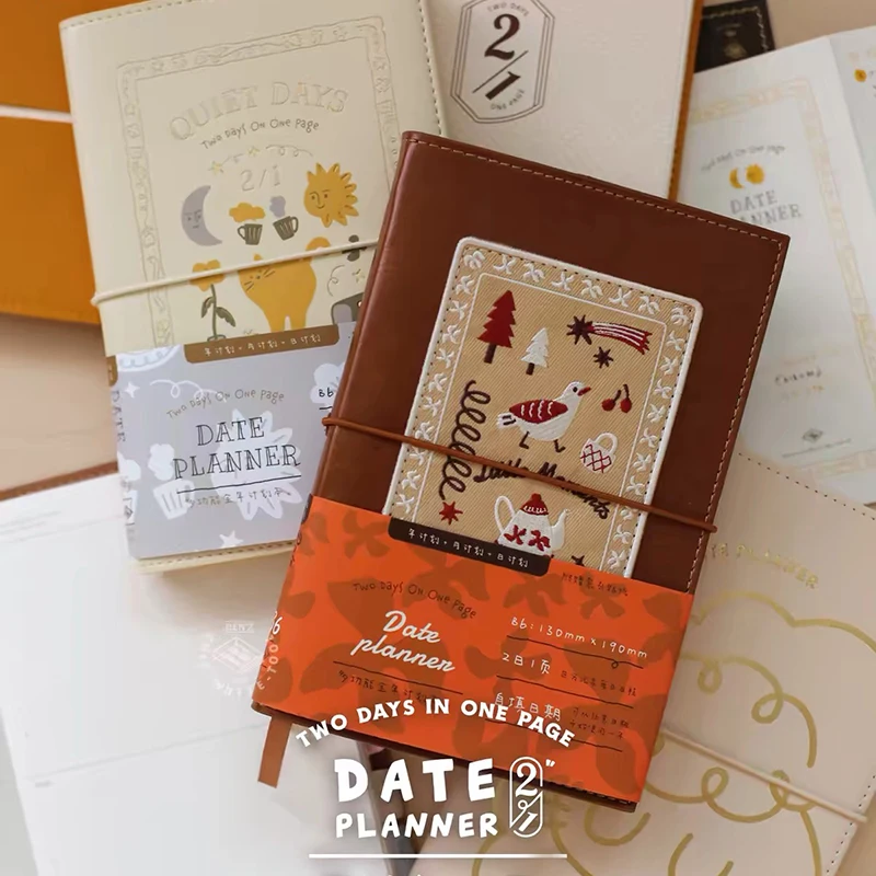 2027-planner-notebook-2-days-per-page-undated-daily-schedule-4-section-layout-self-date-filling-journal-to-do-list-productivity
