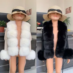 2025 New Children's Fur Cardigan Girls Autumn/Winter Fashion Faux Fur Knitted Cardigan Hot Selling Faux Fox Fur Cardigan Girls
