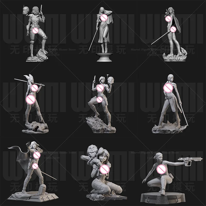 

1/24 1/18 Масштаб Eyeless Woman Visas Agent Mara Fencer Master Shaak DIY Самособранная GK 3D Смола Ненакированная кукла Белая модель