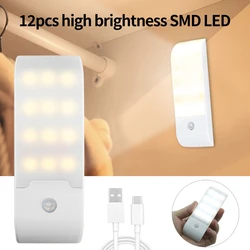 LED Induction Night Light Rechargeable Powered Closet Lights Wireless Magnetic Cabinet Lamp For Bedroom Corridor Stair Bathroom