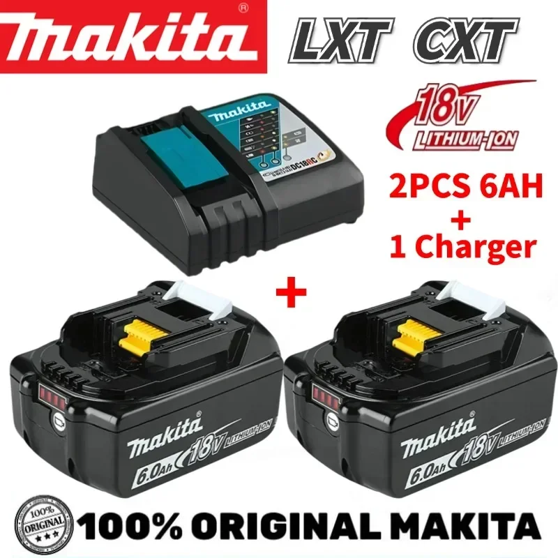 

Makita 18V 6.0Ah Rechargeable Li-ion battery for Makita power tool 18V Batteries BL1840 BL1850 BL1830 BL1860B LXT 400 + Charger