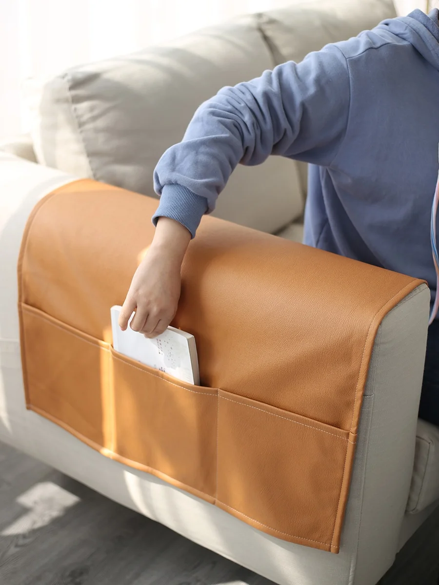 Waterproof Dustproof Tech Fabric Sofa Armrest Storage Bag Remote Controller Organizer Luxury Leather Feel  Scratch Resistant