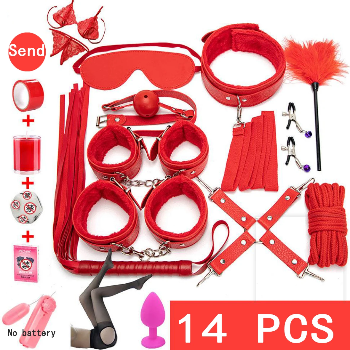 

Boutique Sexy LeatherBDSM Kits Plush Bondage Set Handcuffs Games Whip Gag Nipple Clamps Sex Toys For Couples Exotic Accessories