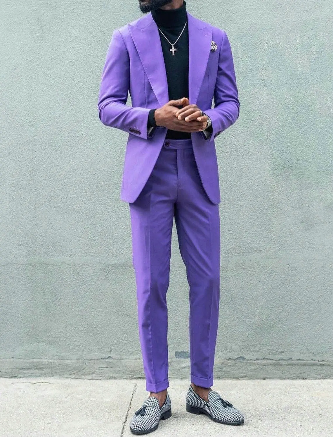 New In Suits & Blazers Casual Business Suits For Men 2024 Fashion Pant Sets Light Purple Suits Tuxedo Slim Fit Costume Homme