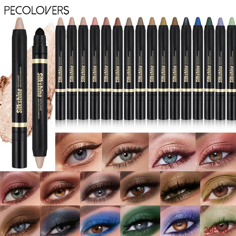 20PCS Double Head Eye Shadow Stick, Eye Highlight, Eye Brightening, with Fine Flash, Waterproof and Durable, Eye Cosmetics