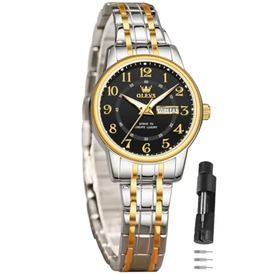 

OLEVS Watch Women Two Tone Watches for Women with Date Dress Womens Watches for Small Wrists Luxury Easy Read Womens Watch Wate