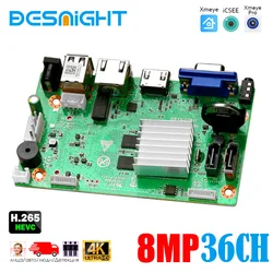 CCTV 36CH 32CH 16CH 4K H.265 NVR HD 3840*2160 salida 2 SATA HDD cara del coche soporte humano nube Xmeye Pro aplicación monitoreo móvil