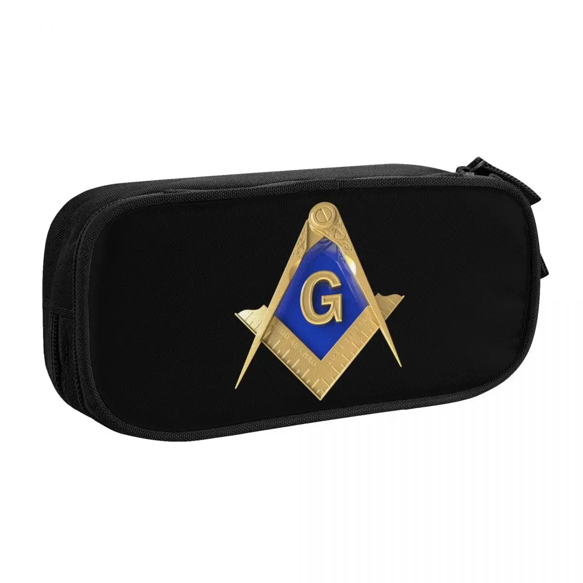 Gold Square Compass Masonic Freemason Cute Pencil Cases Girl Large Capacity Freemasonry Mason Pencil Pouch Students Stationery