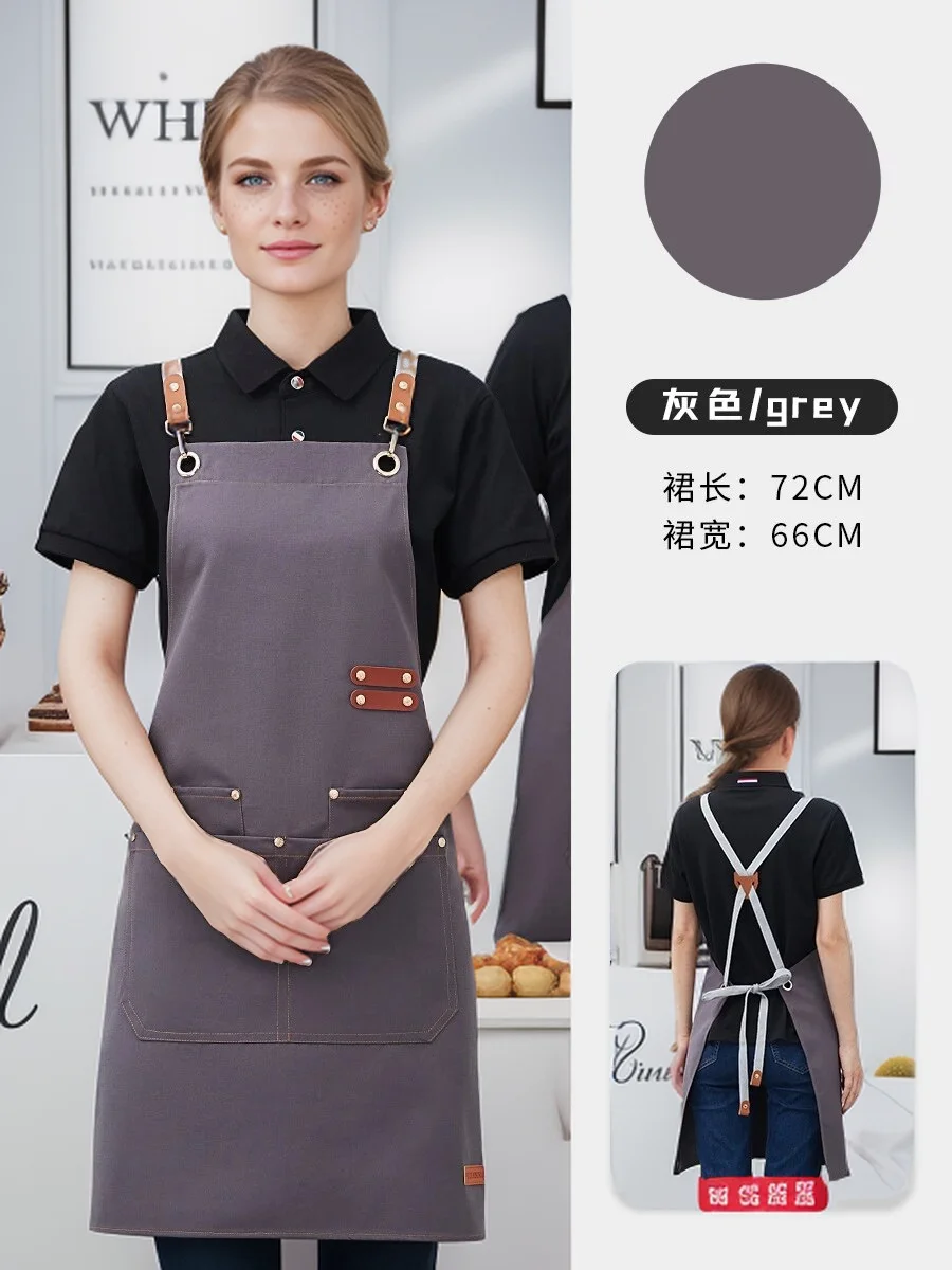 Wasserdichte Küchenschürze, professionelle Küchenschürze, Restaurant, Geschäft, Kellner, Arbeitsuniform, Damen/Herren, mit Taschen, Reinigungsschürze – Detail 9